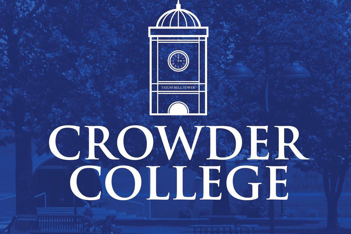 Crowder College logo over a picture of the campus